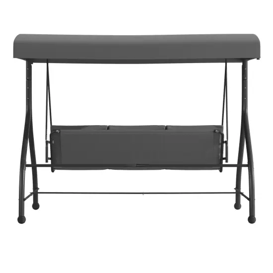 Emma and Oliver 3-Seat Outdoor Steel Converting Patio Swing and Bed Canopy Hammock Gray {4}