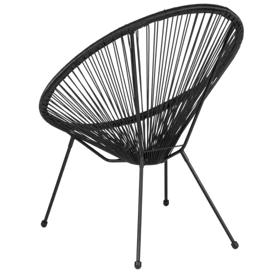 Emma and Oliver Papasan Bungee Lounge Chair Black {4}