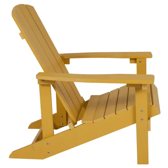 Emma and Oliver 2 Pack Outdoor All-Weather Poly Resin Wood Adirondack Chairs Yellow {5}