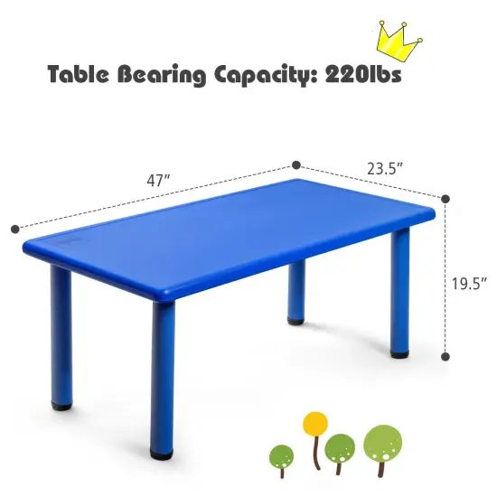 Kids Plastic Rectangular Play Table with Steel Pipe Suitable for Indoor or Outdoor Use Blue {5}