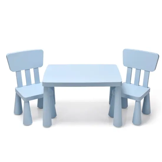 3 Pieces Toddler Multi Activity Play Dining Study Kids Table and Chair Set Blue {1}