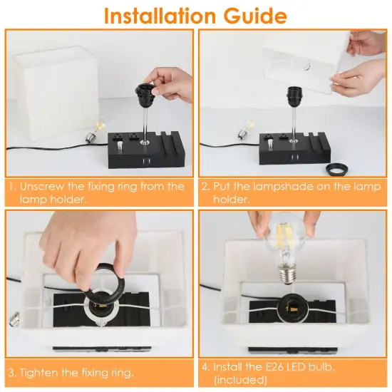 Eggracks by Global Phoenix Fully Dimmable Table Lamp for Bedroom with Nightstand Dual USB Ports and 2 Power Outlets {5}