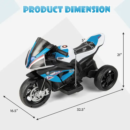 12V Kids Motorcycle Ride-On Toy with USB Port Perfect Gift for Kids Birthdays or Other Festivals Blue {3}
