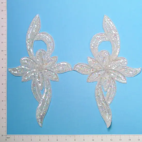 Floral Star Sequin Applique/Patch Pack of 2 Black AB {2}