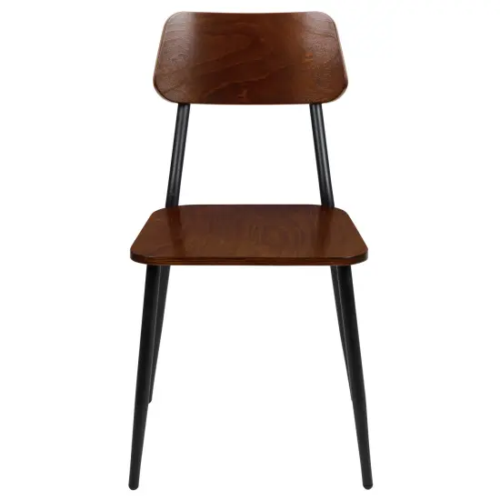 Merrick Lane Manhattan Industrial Style Dining Chair with Wood Back and Seat and Steel Frame - Set of 2 Mahogany {3}