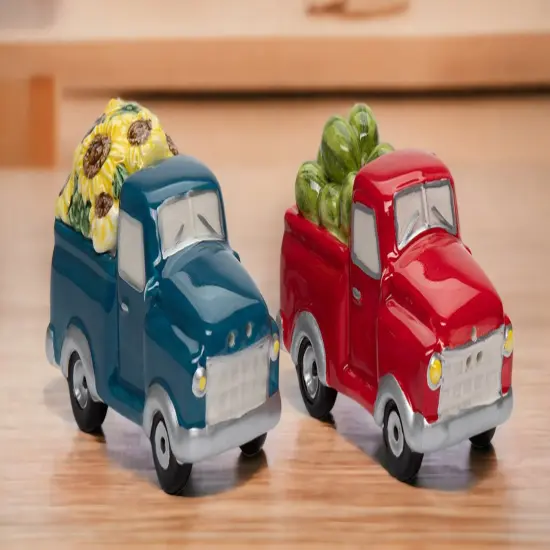 Ceramic Sunflower And Watermelon Truck Salt And Pepper, Farmhouse D&eacute;cor, Gift for Her, Gift for Mom, Kitchen D&eacute;cor, Summer Decor {2}