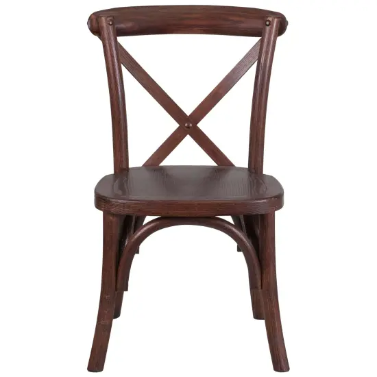 Merrick Lane Kid's Stackable Ash Wood Crossback Chair in with Plastic Floor Glides Mahogany {2}