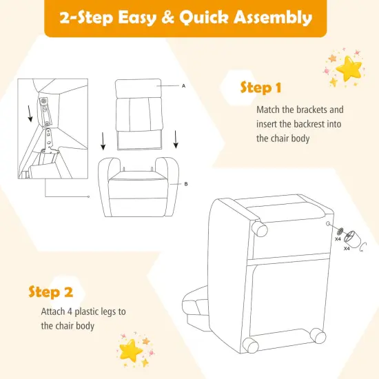 Ergonomic PU Leather Kids Recliner Lounge Sofa for 3-12 Age Group Grey {5}