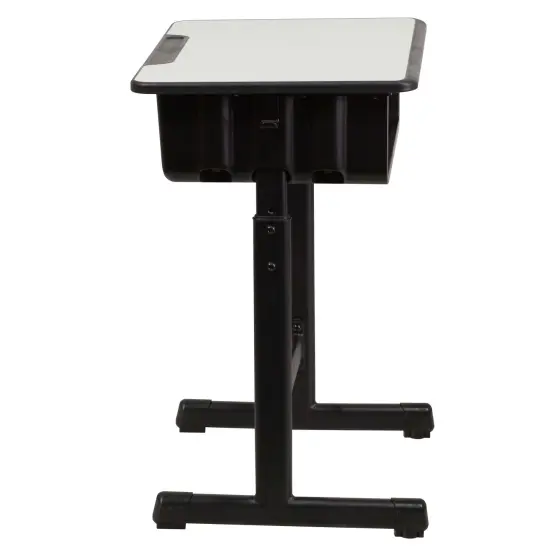 Emma and Oliver Student Desk with Top and Adjustable Height Pedestal Frame Grey {5}