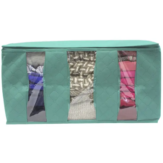 Sorbus Foldable Storage Bag Organizers with 3 divided sections (2 Pack) Teal {3}