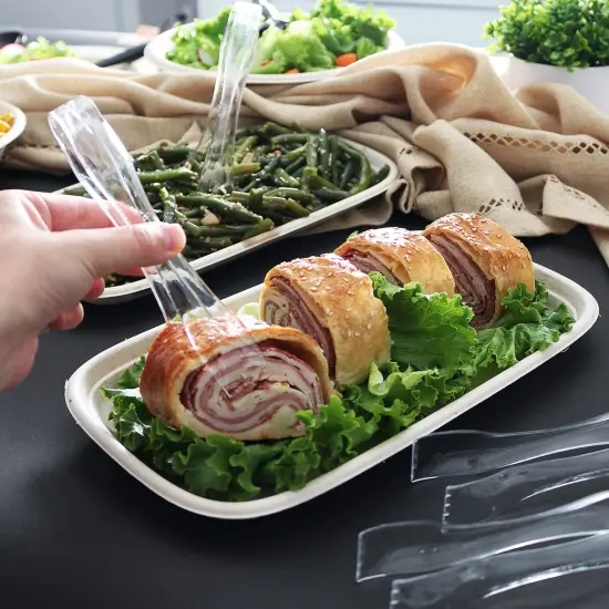 12 Pieces- Heavy Duty Disposable Plastic Serving Utensils, Four 10&rdquo; Spoons and Forks, Four 6-1/2&rdquo; Tongs,Clear {5}