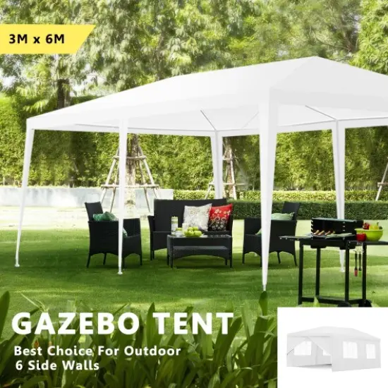 10 x 10 Feet White Heavy Duty Party Wedding Canopy Tent with 2 Zipper Doorway {3}