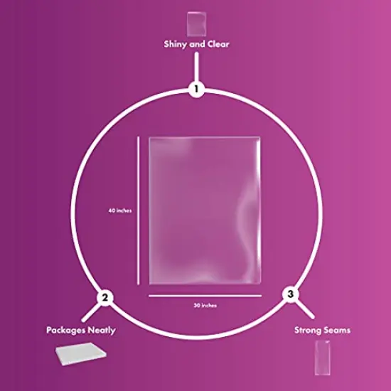 5 Pieces Clear Basket Bags, Large Clear Cellophane Wrap for Baskets & Gifts 30"x 40" 1.5 Mil Thick (5) {4}