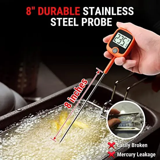 Candy Thermometer with Pot Clip, Instant Read Meat Analog Thermometer with LCD, Cooking Oil Thermometer Deep Frying Thermometer for Candy Maple Syrup Grease Cheese Sugar Brewing Making {6}