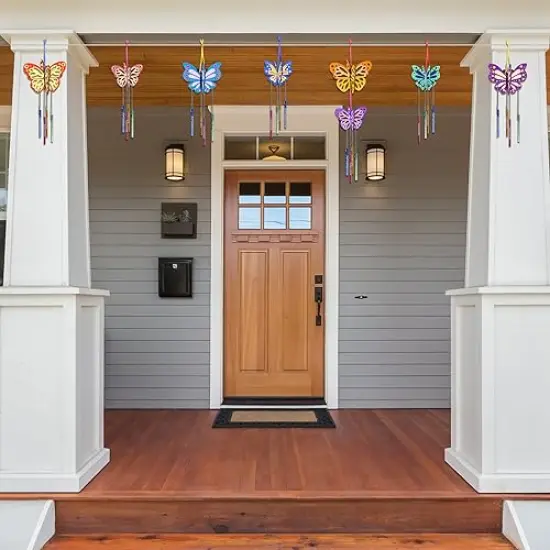 8 Pack 3D Butterfly Wind Chime Kit for Kids Make Your Own Butterfly Wind Chime Wooden Arts and Crafts for Kids Ornaments DIY to Paint Butterfly Craft for Spring Art Activity Birthday Party {4}
