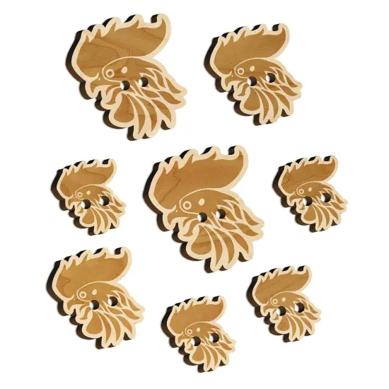 Wild Rooster Head Wood Buttons for Sewing Knitting Crochet DIY Craft {7}