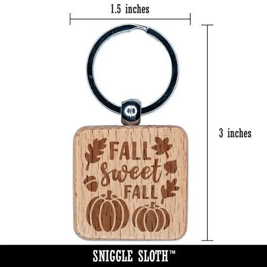 Sweet Fall Pumpkins Acorn Engraved Wood Square Keychain Tag Charm {2}