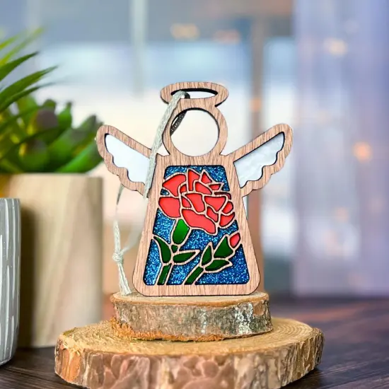 3.5" (H) Carnation Ornament - Handcrafted in Texas - Mother's Angels® Christmas Angel Wings Figurine {4}