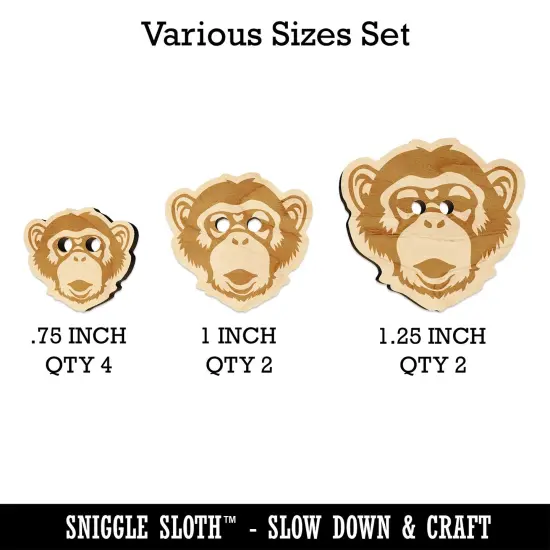 Chimpanzee Primate Ape Wood Buttons for Sewing Knitting Crochet DIY Craft {1}