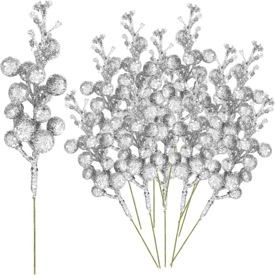 Kitcheniva Christmas DIY Tree Stems Wreath Decoration 10 Packs Silver {1}