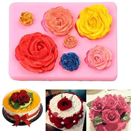 2 Pieces Rose Flowers silicone molds Cake Chocolate Mold wedding Cake Decorating Tools Fondant Sugarcraft Cake Molds {5}