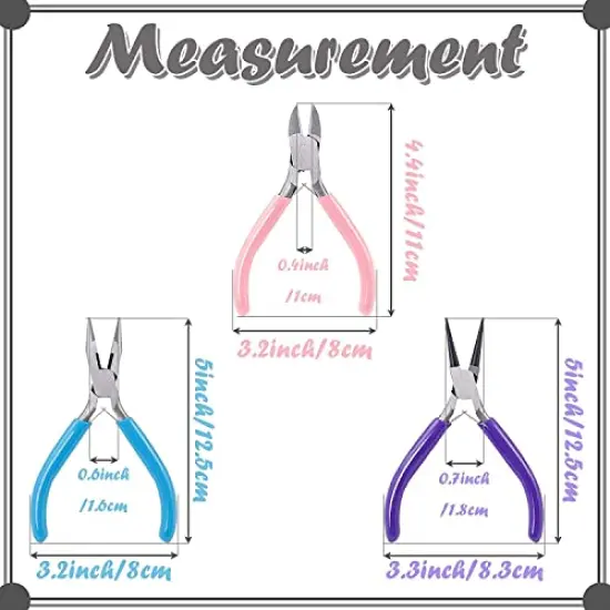 3 Pack Jewelry Pliers Set Tools Includes Needle Nose Pliers Round Nose Pliers Wire Cutters Chain Nose Pliers for Jewelry Making Repair, Wire Wrapping, Beading and Crafts {6}