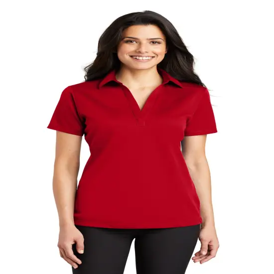 Port Authority&reg; Women's Silk Touch Performance Collared Short Sleeve Polo Carolina blue {3}