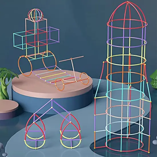 400 Pieces Straw Constructor STEM Building To Straws and Connectors Building Sets Colorful Motor Skills Interlocking Plastic Engineering Toys Best Educational Toys Boy & Girl&hellip; {1}