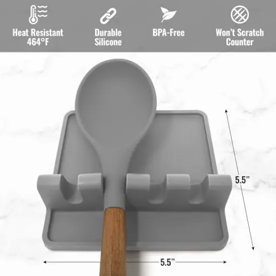 Silicone Utensil Rest with Drip Pad for Multiple Utensils, Heat-Resistant, BPA-Free Spoon Rest & Spoon Holder for Stove Top, Kitchen Utensil Holder for Spoons, Ladles, Tongs & More - by Zulay {6}