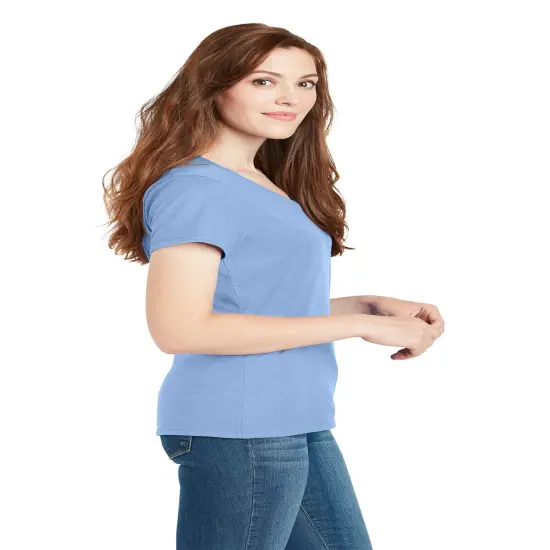 Hanes&reg; Women's Perfect-T Cotton Short Sleeve V-Neck T-Shirt Navy {5}