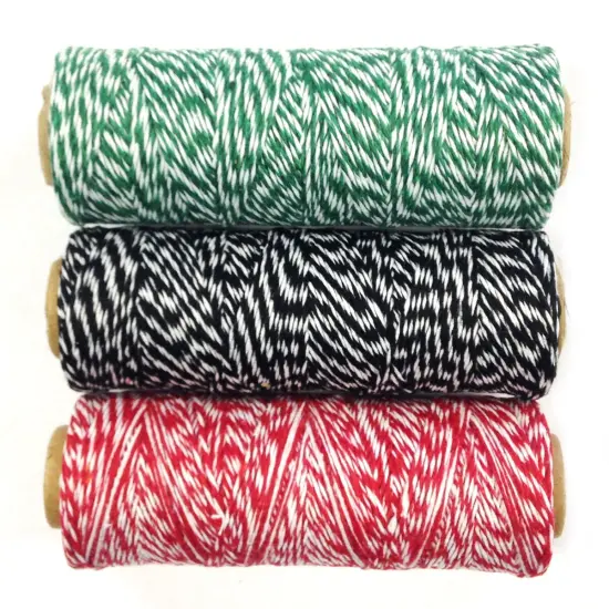 Wrapables Cotton Baker's Twine 4ply 330 Yards (Set of 3 Spools x 110 Yards) for Gift Wrapping, Party Decor, and Arts and Craft (Dark Green, Black, Red) {1}