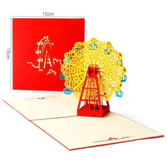 Kitcheniva Thanksgiving Christmas Ferris Wheel Pop Up Greeting 3D Card Gift Yellow {1}