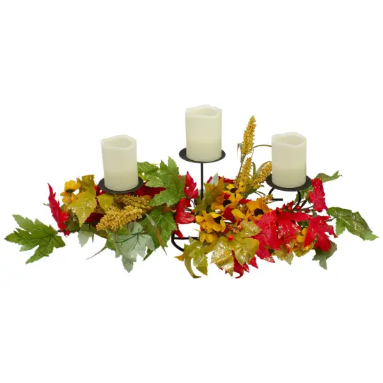 Northlight 28" Yellow Sunflower and Red Leaves Fall Harvest Candle Holder {5}