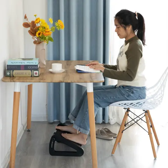 Black Triangular Footrest Massage Under Desk with Soothing Massage Points and Rollers, Adjustable Foot Stool Support with 6 Height Positions {3}