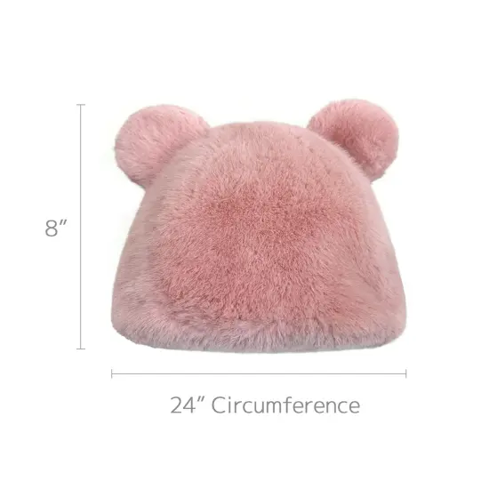 Wrapables Faux Fur Fluffy Bear Ears Winter Beanie Hat, Pink {2}