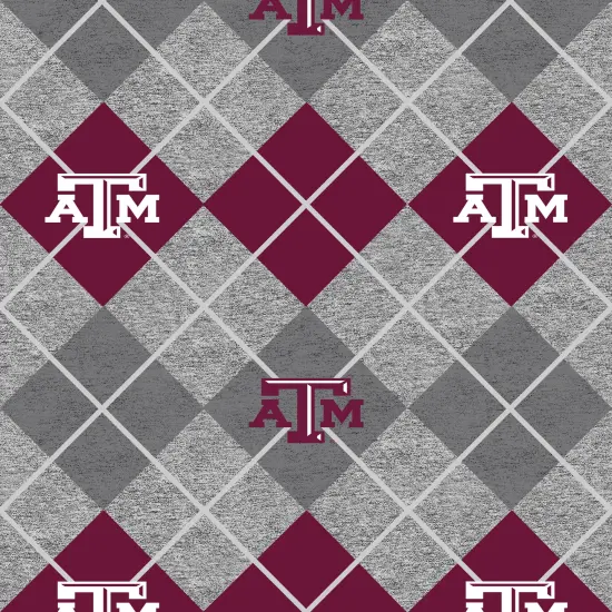 Sykel Enterprises-Texas A&M Fleece Fabric-Texas A and M Aggies Heather Argyle Fleece Blanket Fabric-Sold by the yard {1}
