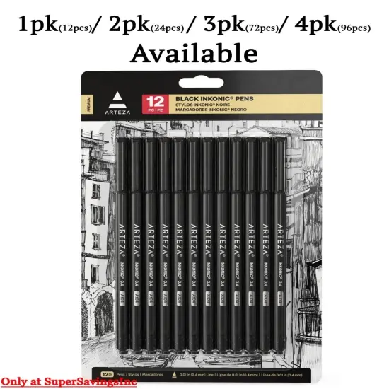 12-Pack Black Inkonic Fineliner Pens for Sketching and Art Notes {2}