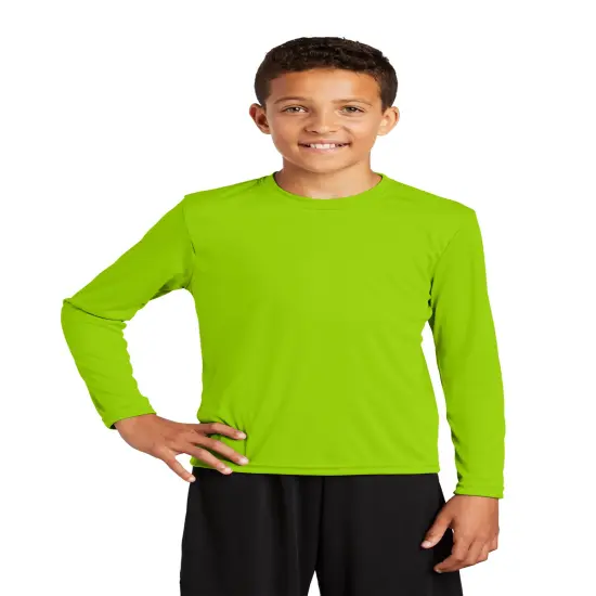Sport-Tek&reg; Crew Neck Long Sleeve T-Shirt for Youth Lime shock {1}
