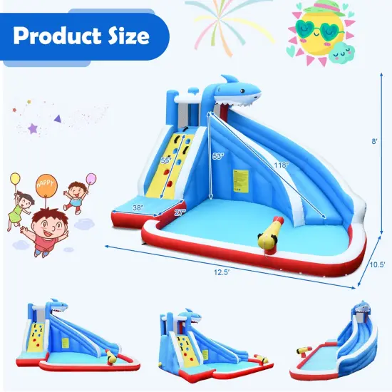 4-in-1 Inflatable Water Slide Park with Long Slide and 735W Blower {4}