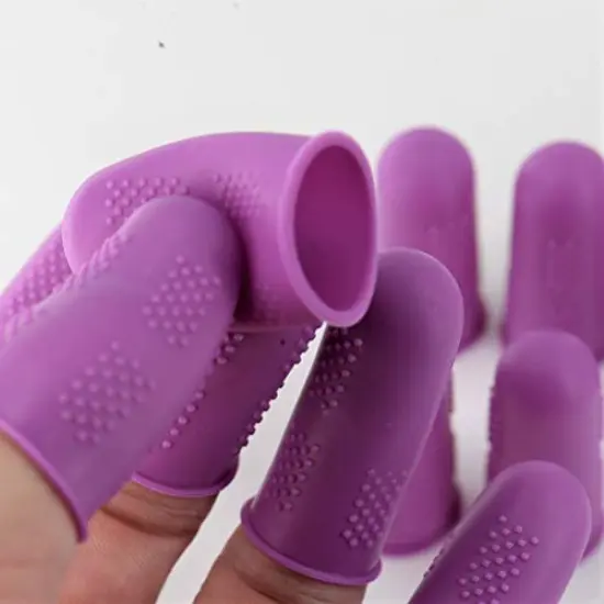 12 Piece Finger Protectors [Flex Series ] Silicone Non-Stick Finger Covers | Purple | Small (6) / Medium (6) for Hot Glue | Sewing | Adhesives | Scrapbooking {1}