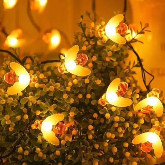 Solar Bee String Lights for Outdoor Yard Garden Decor White {3}