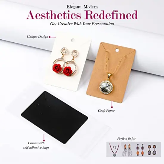 3.5 x 2.3 inches Earring Cards for Selling - 150 Pack of Earring Display Cards with Self 150 Sealing Bags - Earring Packaging Supplies for Small Business - Necklace Cards, (Multi Color) {4}