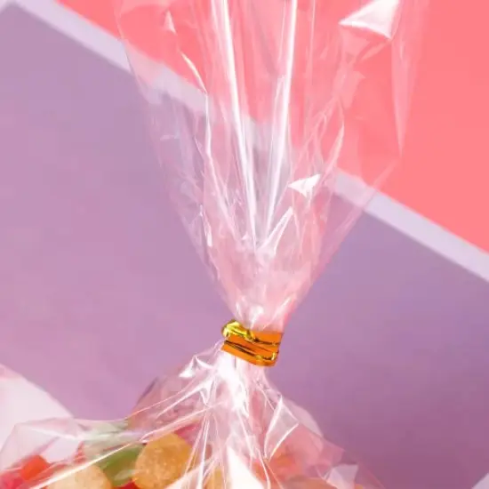 100 PCS Clear Cellophane Bags, 5x7 Small Treat Bags with Ties, Cake Pop Bags, Candy Bags, Goodie Bags, Rice Crispy Treat Bags, Clear Bags for Favors Birthday Party (5'' x 7'') {4}
