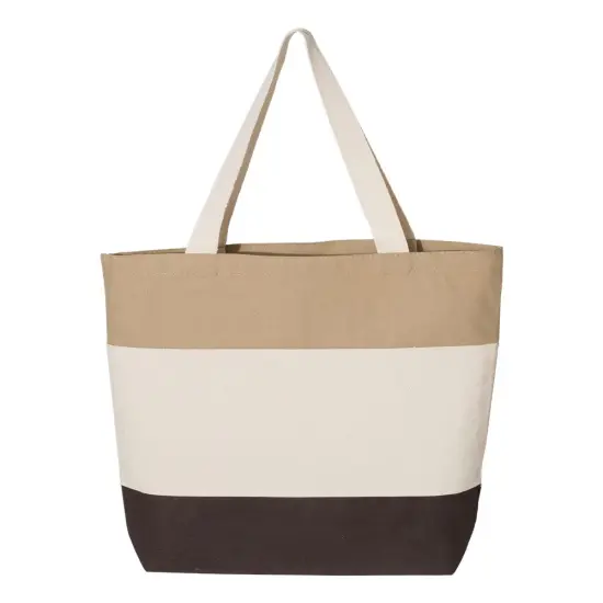 Q-Tees&reg; Tri-Color Tote Chocolate/nat/khaki {1}