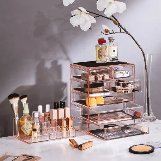 Sorbus Medium Makeup Organizer Set - (3 Large / 4 Small Drawers/Top Tray) {2}