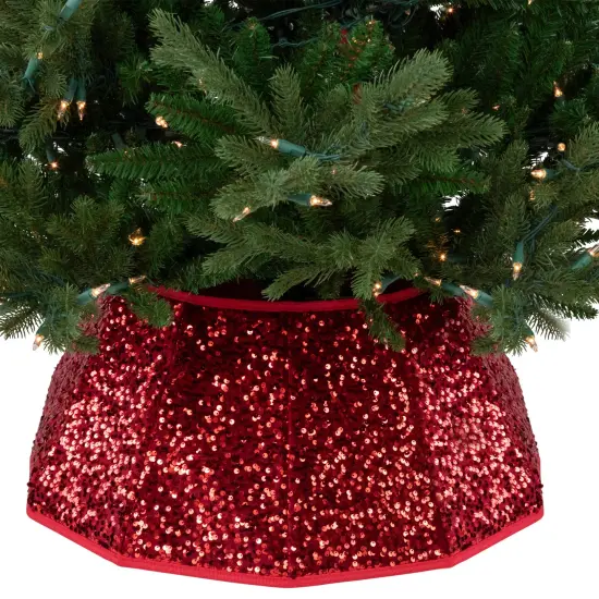 Northlight 26" Red Sequins Hexagonal Christmas Tree Collar {7}