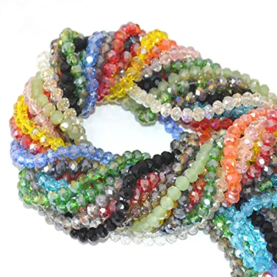 Faceted Glass Crystal Beads1350 Pieces Strands Briolette Rondelle Crystal Beads Spacer for Jewelry Making 15 Colors 6MM {3}