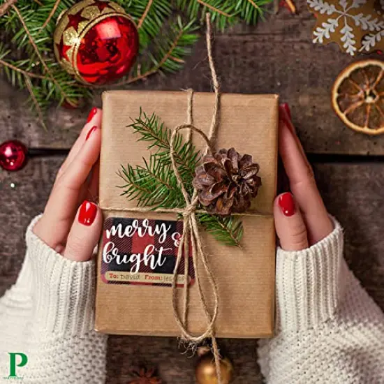 80-Count Foil Kraft Christmas Tags Sticker,8 Jumbo Designs - Xmas to from Christmas Stickers Name Tags Write On Labels - Holiday Present Labels {5}