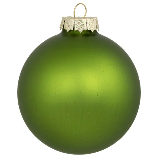 Northlight 2-Finish Glass Christmas Ball Ornaments - 3.25" (80mm) - Kiwi Green - 6ct {5}