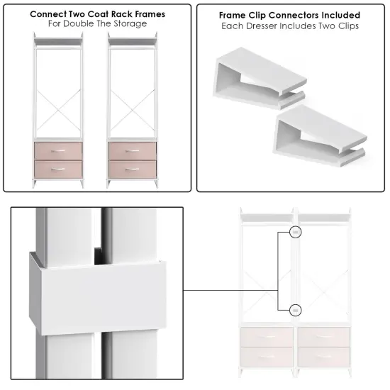 Sorbus Clothing Rack with Drawers - Clothes Stand Dresser - Wood Top, Steel Frame, & Fabric Drawers - Tall Closet Storage Organizer - Garment Rack for Hanging Shirts, Dresses, & Jackets Pink {3}